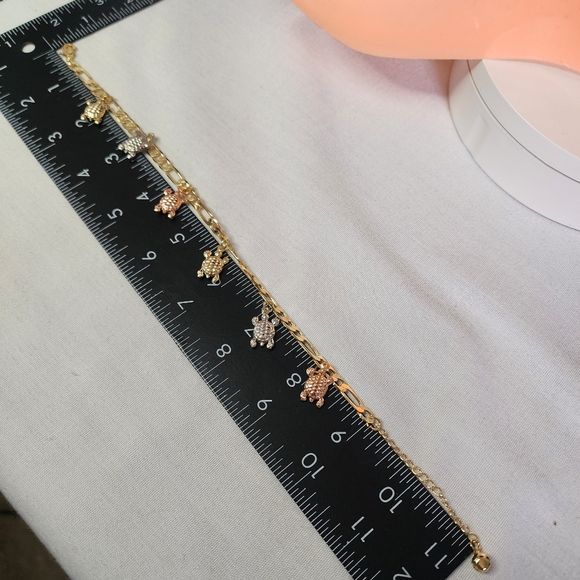 Gold Filled Ankle Bracelet with Tricolor Turtle Charms Anklet New - Picture 5 of 5